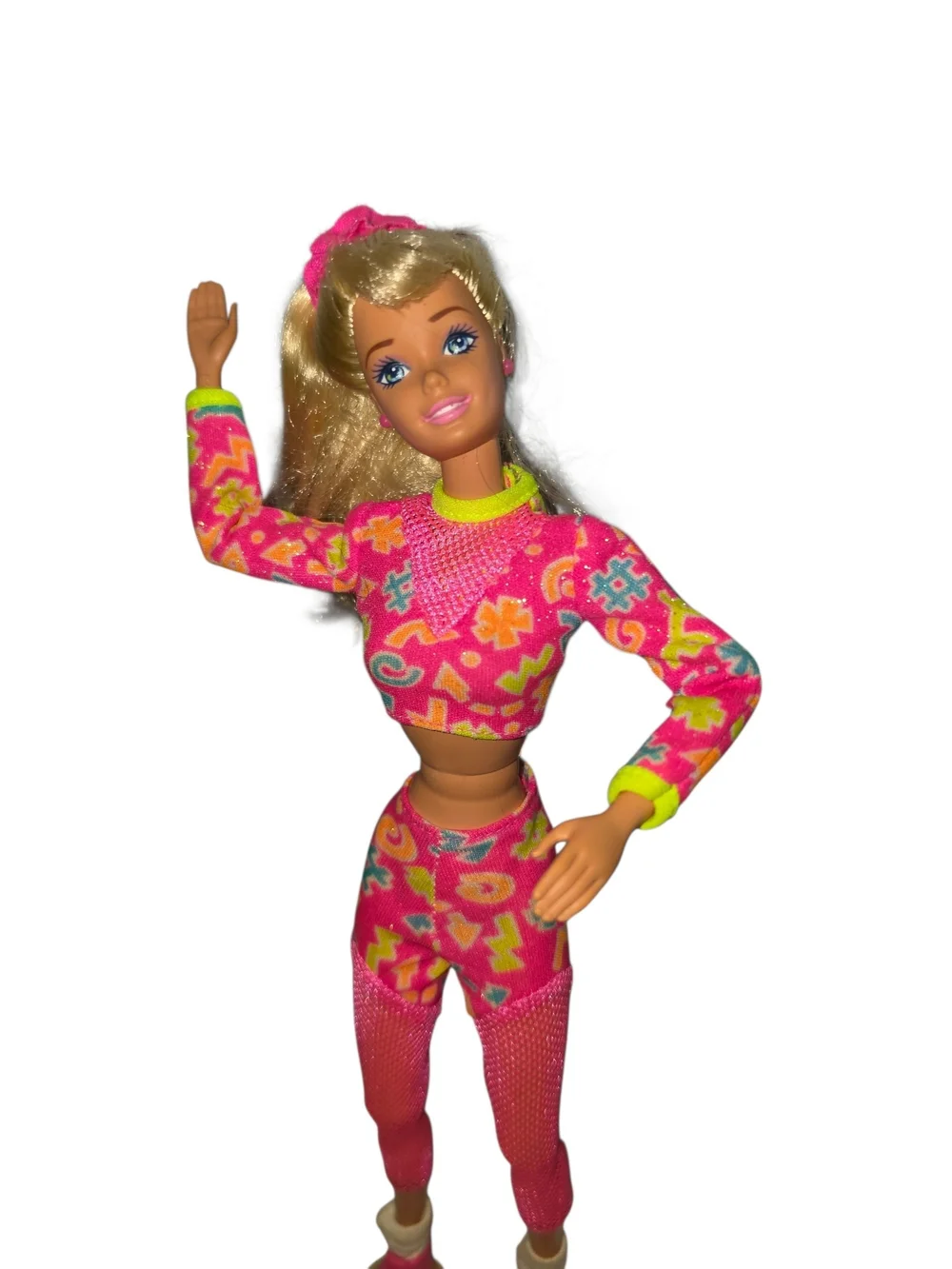 Mattel WORKING OUT Barbie 1996 Dressed w/ Shoes & Suction Cups